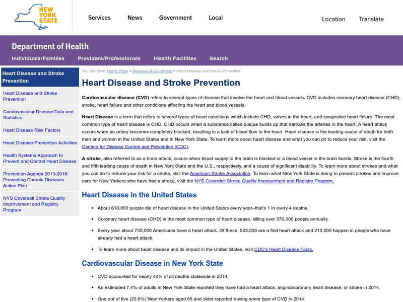 New York State Department of Health: Cardiovascular Disease Handout New York State Department of Health: Cardiovascular Disease Handout