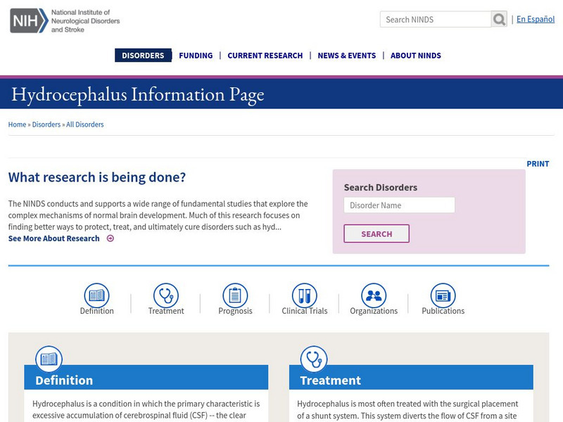 Ninds: Hydrocephalus Information Page Handout