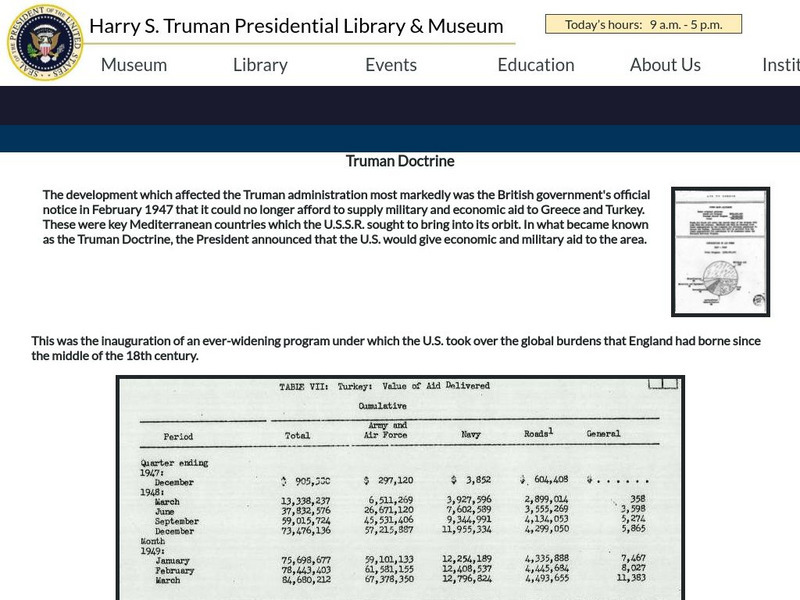 Harry S. Truman Library and Museum: Truman Doctrine Handout Harry S. Truman Library and Museum: Truman Doctrine Handout