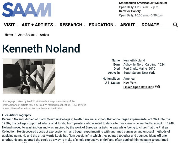 Smithsonian American Art Museum: Kenneth Noland Handout Smithsonian American Art Museum: Kenneth Noland Handout