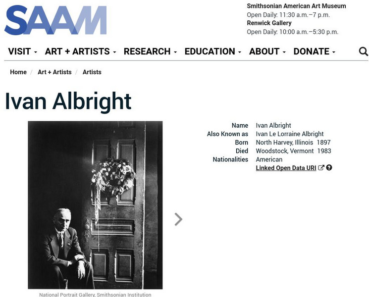 Smithsonian American Art Museum: Ivan Albright Handout Smithsonian American Art Museum: Ivan Albright Handout
