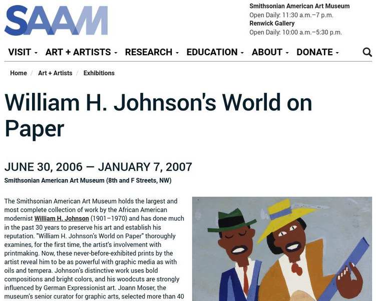 Smithsonian American Art Museum: William H. Johnson's World on Paper Graphic Smithsonian American Art Museum: William H. Johnson's World on Paper Graphic