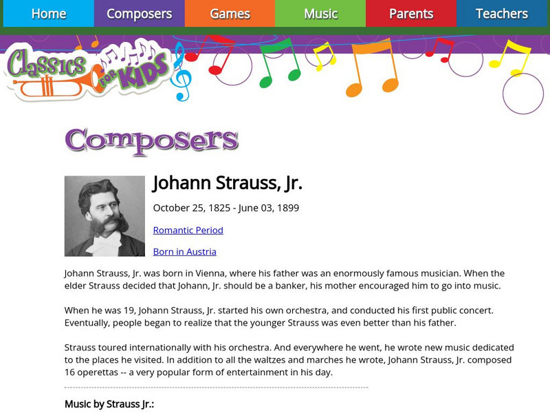 Classics for Kids: Johann Strauss, Jr. Handout Classics for Kids: Johann Strauss, Jr. Handout