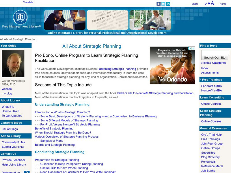 Free Management Library: All About Strategic Planning Handout