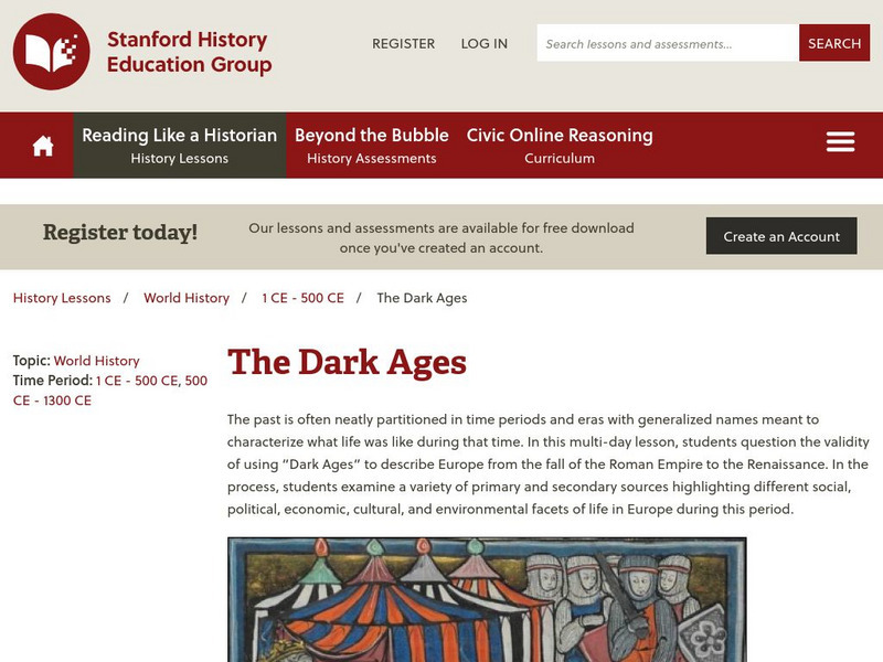 Stanford History Education Group: The Dark Ages Unit Plan Stanford History Education Group: The Dark Ages Unit Plan