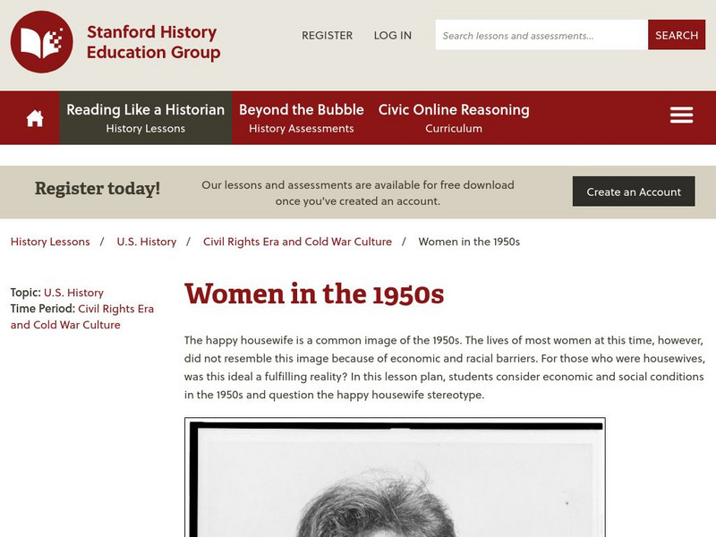 Stanford History Education Group: Women in the 1950's Unit Plan