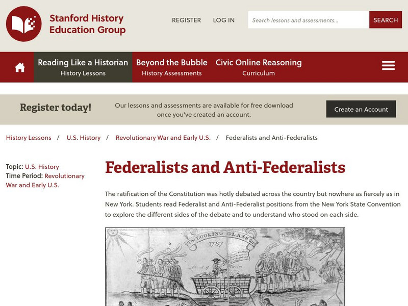 Sheg: Reading Like a Historian: Federalists & Anti Federalists Lesson Plan