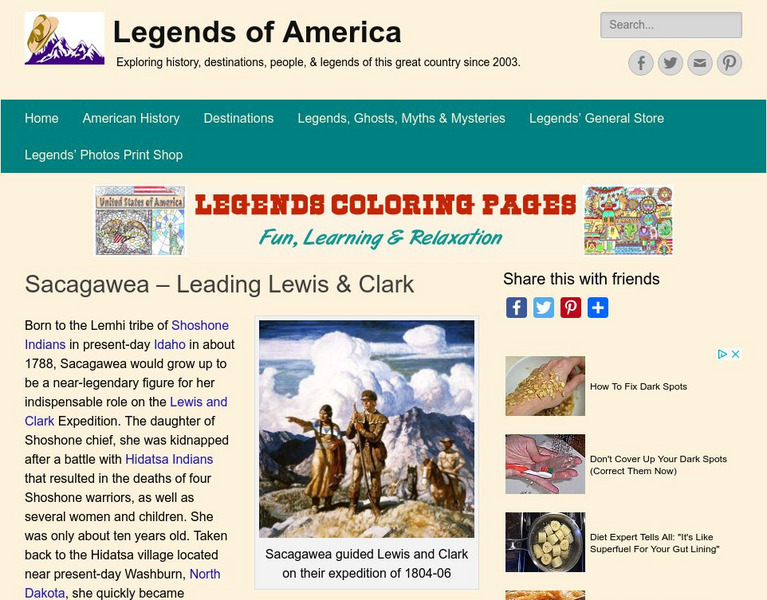 Legends of America: Sacagawea Leading Lewis & Clark Activity Legends of America: Sacagawea Leading Lewis & Clark Activity