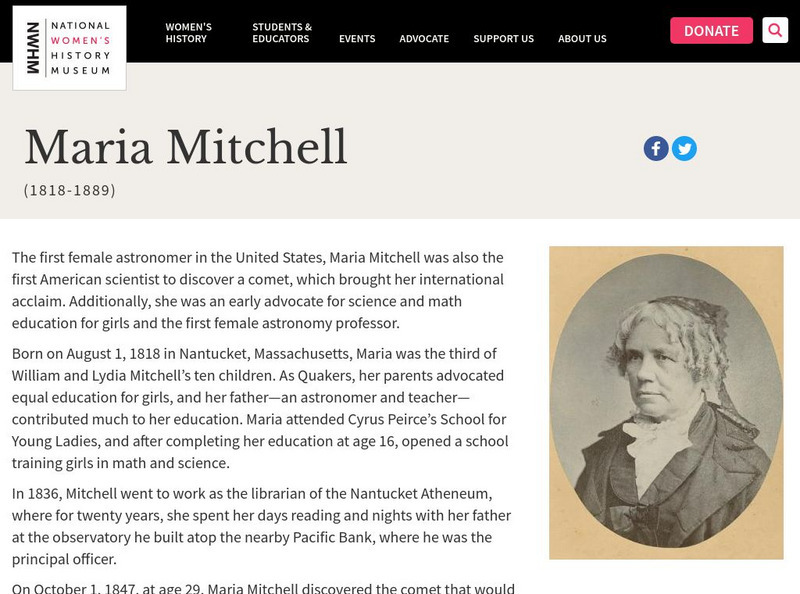 National Women's History Museum: Maria Mitchell Website National Women's History Museum: Maria Mitchell Website