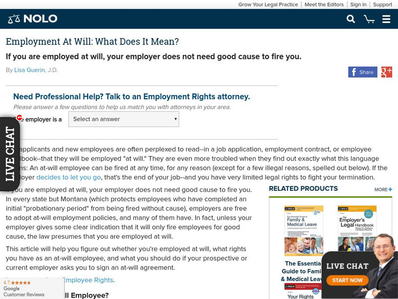 Nolo Law for All: Dictionary: At Will Employment Website Nolo Law for All: Dictionary: At Will Employment Website