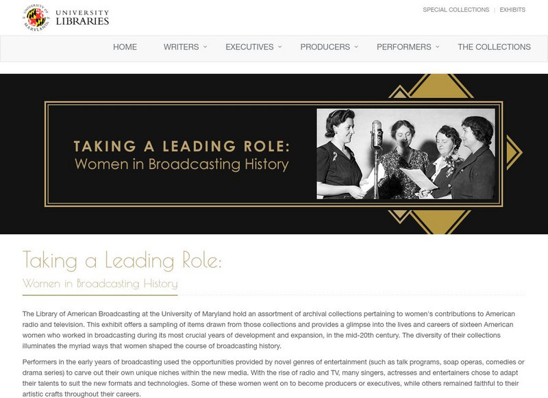 University of Maryland: Taking a Leading Role: Women in Broadcasting History Website University of Maryland: Taking a Leading Role: Women in Broadcasting History Website