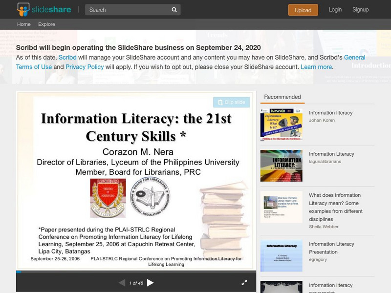 Slideshare: Information Literacy PPT Slideshare: Information Literacy PPT