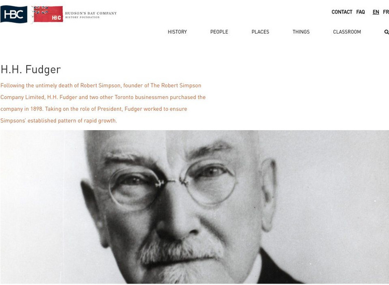 Hudson's Bay Company: H. H. Fudger Handout Hudson's Bay Company: H. H. Fudger Handout