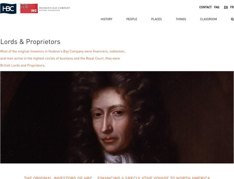 Hudson's Bay Company: Lords & Proprietors Website Hudson's Bay Company: Lords & Proprietors Website