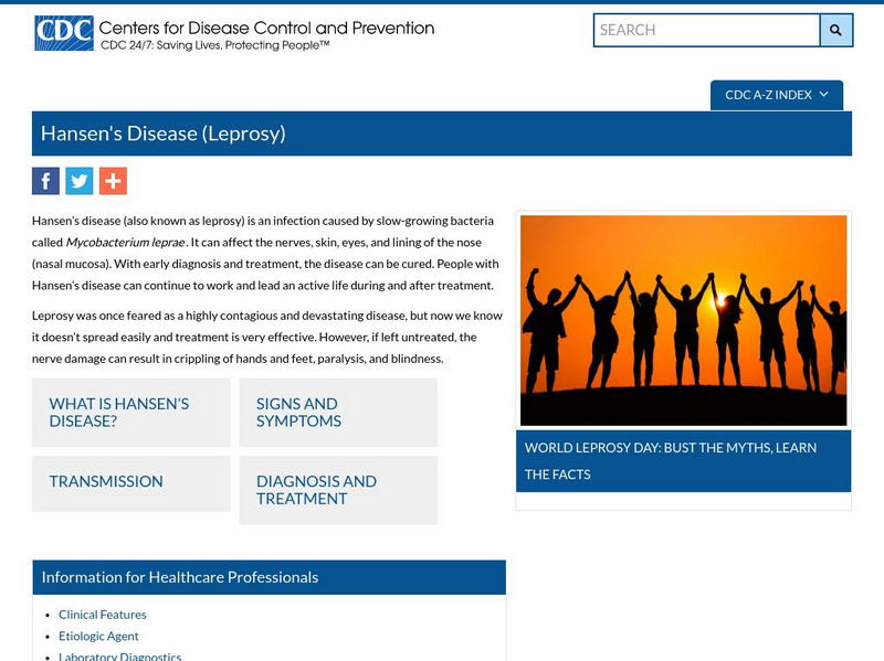Centers for Disease Control: Hansen's Disease (Leprosy) Handout