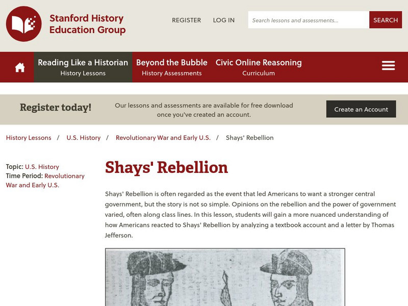 Sheg: Document Based History: Reading Like a Historian: Shays' Rebellion Lesson Plan Sheg: Document Based History: Reading Like a Historian: Shays' Rebellion Lesson Plan
