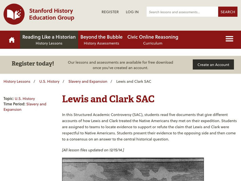 Sheg: Document Based History: Reading Like a Historian: Lewis and Clark Lesson Plan Sheg: Document Based History: Reading Like a Historian: Lewis and Clark Lesson Plan