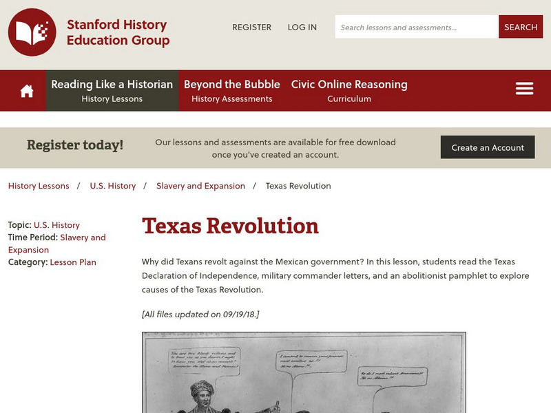 Sheg: Document Based History: Reading Like a Historian: Texas Independence Lesson Plan Sheg: Document Based History: Reading Like a Historian: Texas Independence Lesson Plan