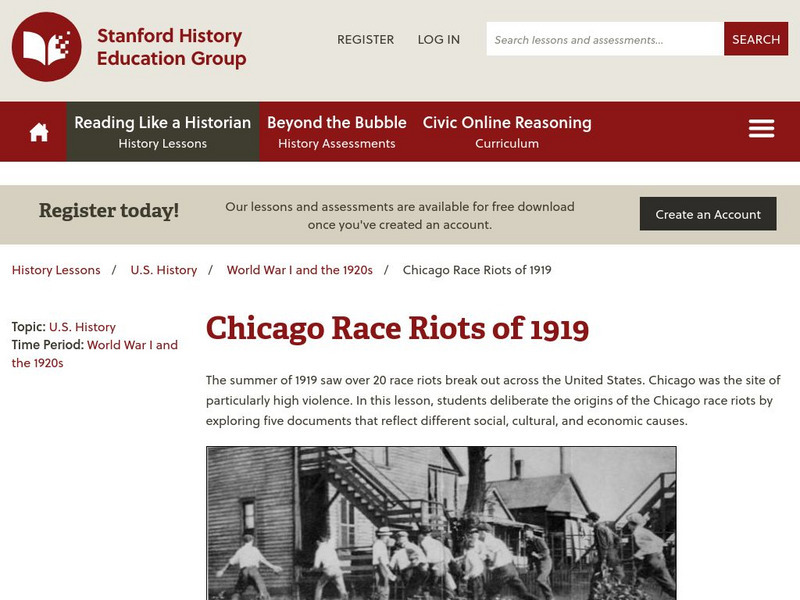 Sheg: Document Based History: Reading Like a Historian: Chicago Race Riots Lesson Plan Sheg: Document Based History: Reading Like a Historian: Chicago Race Riots Lesson Plan