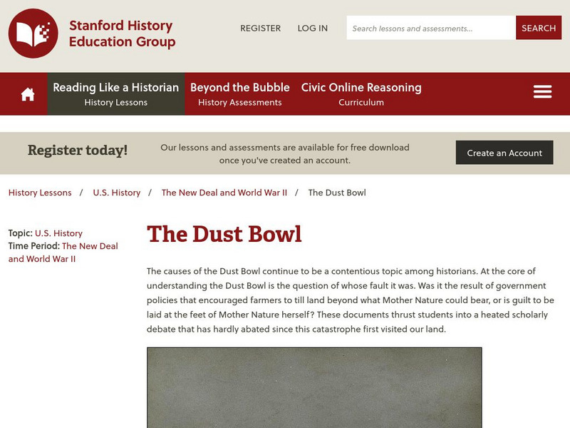 Sheg: Document Based History: Reading Like a Historian: The Dust Bowl Lesson Plan Sheg: Document Based History: Reading Like a Historian: The Dust Bowl Lesson Plan