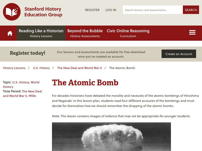 Sheg: Document Based History: Reading Like a Historian: The Atomic Bomb Lesson Plan Sheg: Document Based History: Reading Like a Historian: The Atomic Bomb Lesson Plan