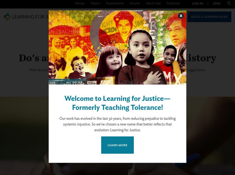 Learning for Justice: Do's and Don'ts of Teaching Black History Handout Learning for Justice: Do's and Don'ts of Teaching Black History Handout