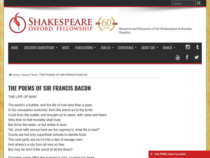 Shakespeare Oxford Society: The Poems of Sir Francis Bacon eBook Shakespeare Oxford Society: The Poems of Sir Francis Bacon eBook