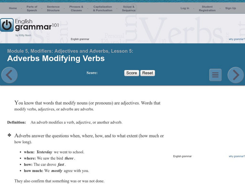 English Grammar 101: Adverbs Modifying Verbs Unknown Type English Grammar 101: Adverbs Modifying Verbs Unknown Type
