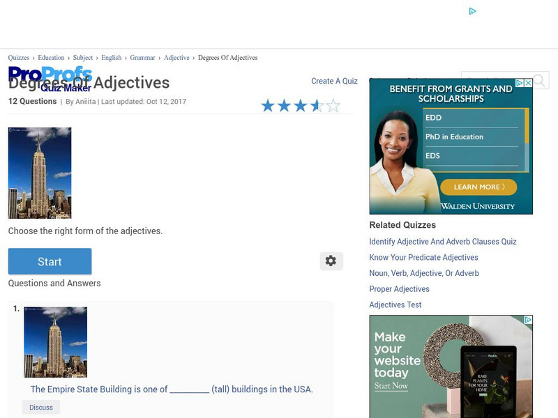 Pro Profs: Degrees of Adjectives Unknown Type Pro Profs: Degrees of Adjectives Unknown Type