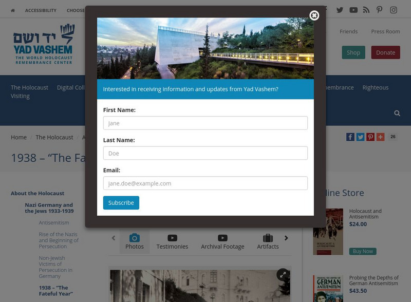 Yad Vashem: 1938 "The Fateful Year" Website Yad Vashem: 1938 "The Fateful Year" Website