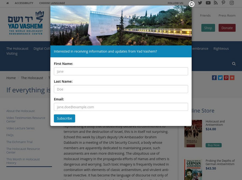 Yad Vashem: If Everything Is Genocide Article Yad Vashem: If Everything Is Genocide Article