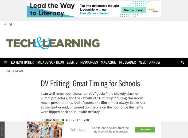 Tech Learning: Dv Editing for Schools Article Tech Learning: Dv Editing for Schools Article
