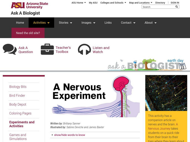 Arizona State University School of Life Sciences: A Nervous Experiment Unit Plan Arizona State University School of Life Sciences: A Nervous Experiment Unit Plan