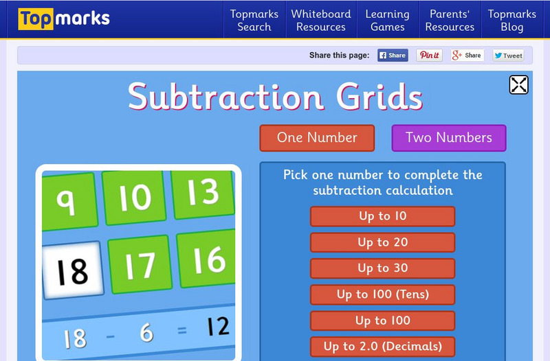 Topmarks: Subtraction Grids Interactive Topmarks: Subtraction Grids Interactive