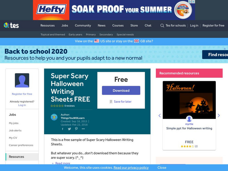 Tes: Super Scary Halloween Writing Sheets Activity Tes: Super Scary Halloween Writing Sheets Activity