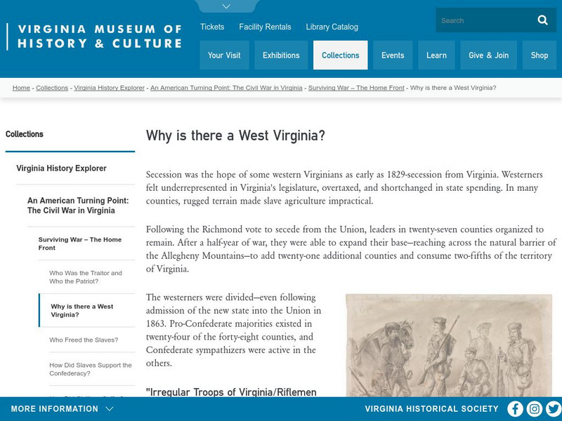 Virginia Historical Society: Why Is There a West Virginia? Article