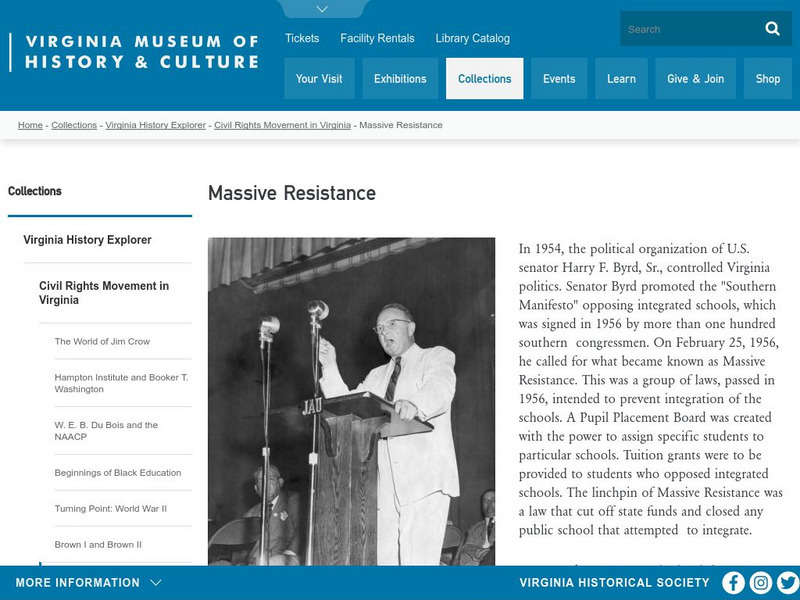 Virginia Historical Society: Massive Resistance Article Virginia Historical Society: Massive Resistance Article