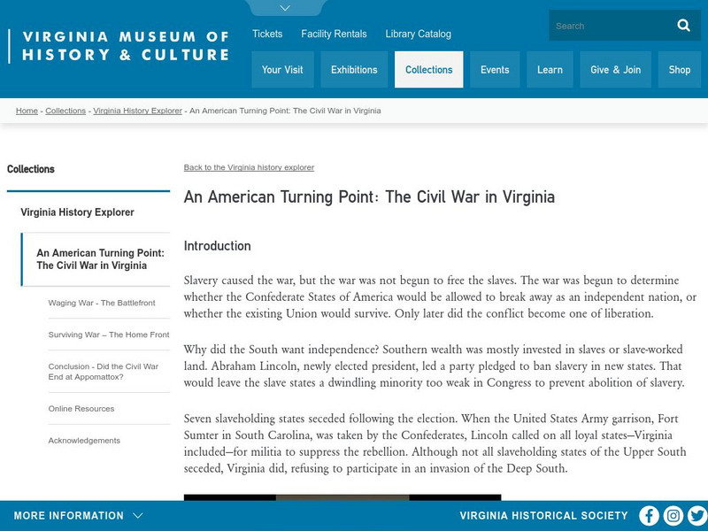 Virginia Historical Society: An American Turning Point: Civil War in Virginia Article Virginia Historical Society: An American Turning Point: Civil War in Virginia Article