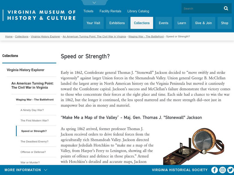 Virginia Historical Society: Waging War: The Battlefront: Speed or Strength? Article Virginia Historical Society: Waging War: The Battlefront: Speed or Strength? Article
