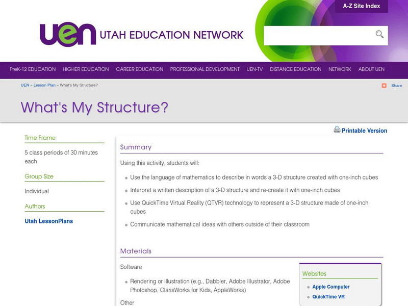 Uen: What's My Structure? Lesson Plan Uen: What's My Structure? Lesson Plan