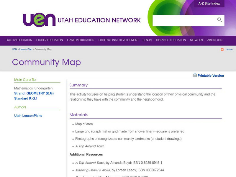Uen: Community Map Lesson Plan Uen: Community Map Lesson Plan