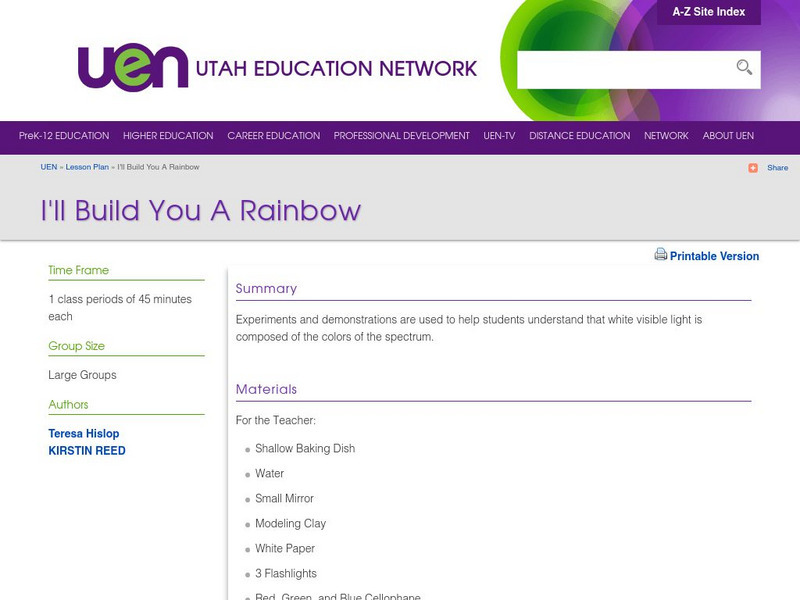 Uen: I'll Build You a Rainbow Activity Uen: I'll Build You a Rainbow Activity