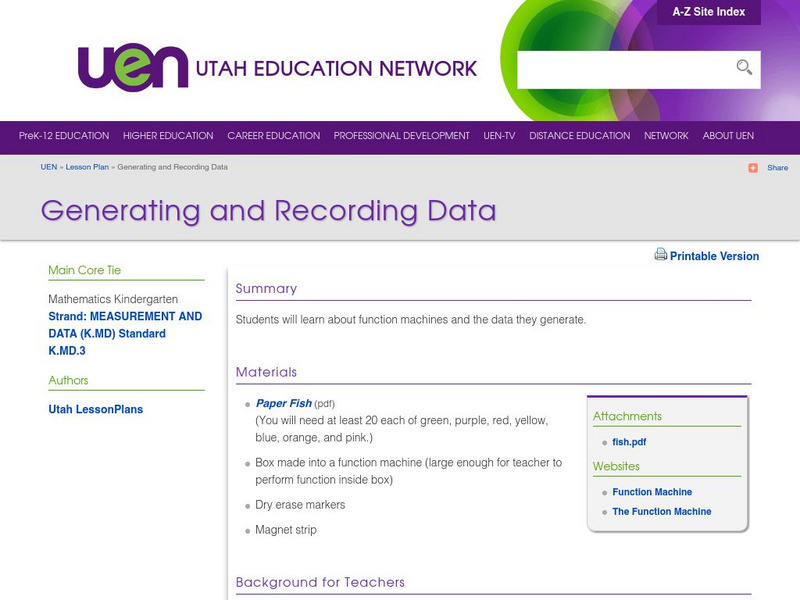 Uen: Generating and Recording Data Lesson Plan Uen: Generating and Recording Data Lesson Plan