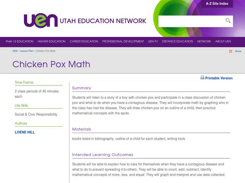 Uen: Chicken Pox Math Lesson Plan Uen: Chicken Pox Math Lesson Plan