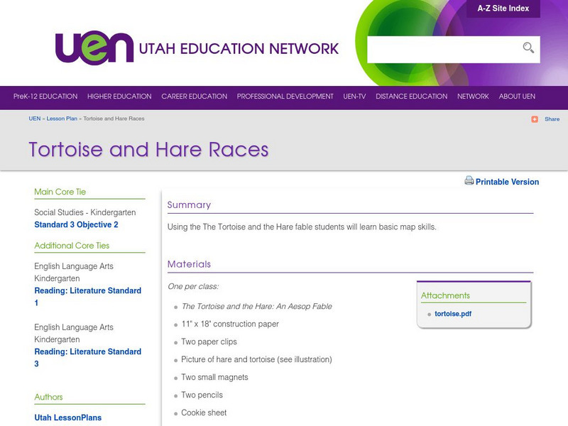 Uen: Tortoise and Hare Races Lesson Plan Uen: Tortoise and Hare Races Lesson Plan