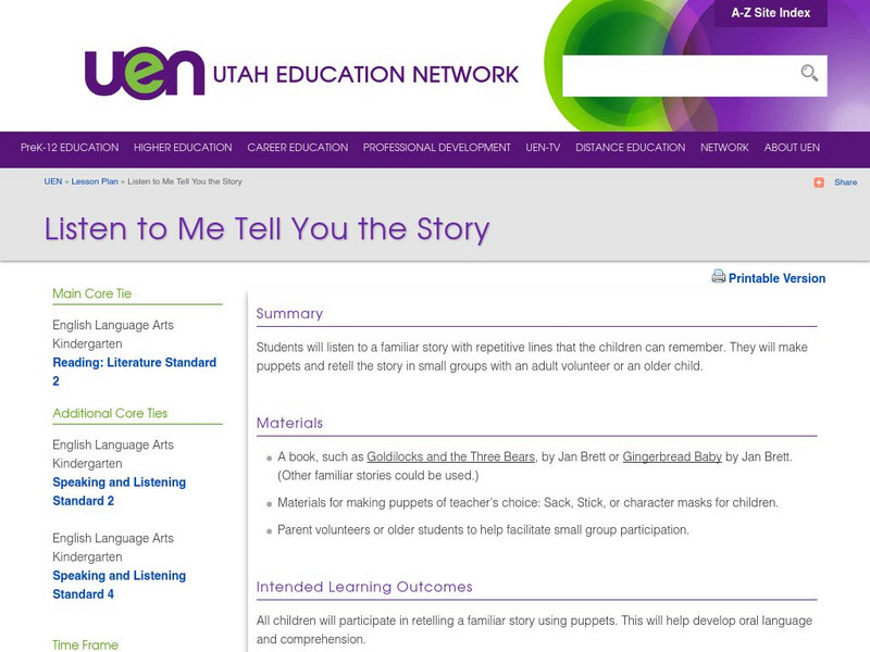 Uen: Listen to Me Tell You the Story Lesson Plan Uen: Listen to Me Tell You the Story Lesson Plan