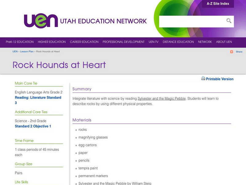 Uen: Rock Hounds at Heart Lesson Plan Uen: Rock Hounds at Heart Lesson Plan