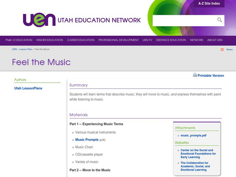 Uen: Feel the Music Lesson Plan Uen: Feel the Music Lesson Plan