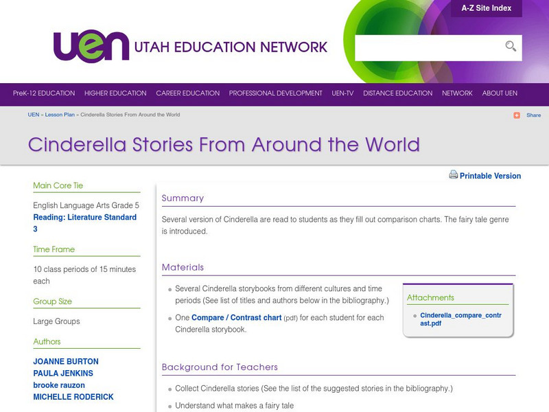 Uen: Cinderella Stories From Around the World Lesson Plan Uen: Cinderella Stories From Around the World Lesson Plan
