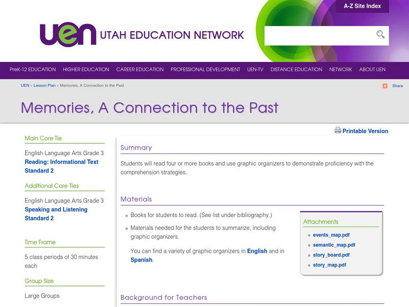 Uen: Memories, a Connection to the Past Lesson Plan Uen: Memories, a Connection to the Past Lesson Plan